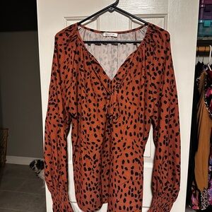Stylish V-Neck Leopard Print Blouse